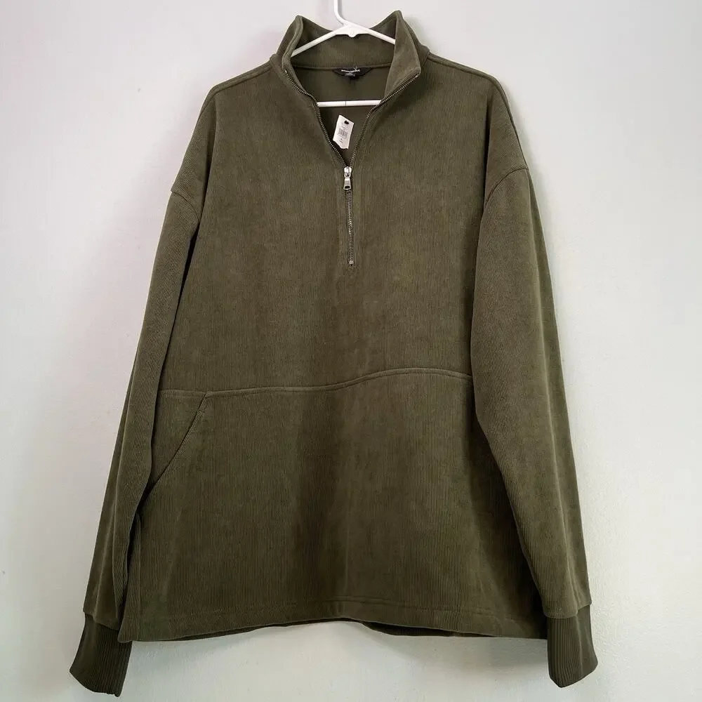 Banana Republic Men’s Corduroy Knit Half-Zip Sweatshirt Green Trees XL Workwear